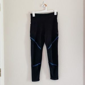 Black Marika Leggings with Sheer Panels and Side Pockets